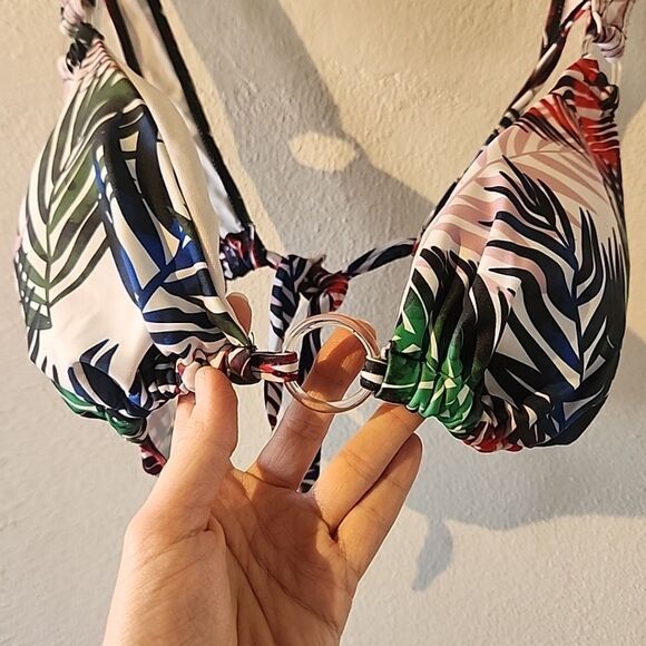 Meet Curve Swimsuit Blue Black Tropical Floral XXL Two Piece 2xl Bikini new - Picture 3 of 7